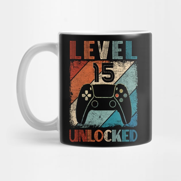 Vintage Level 15 Unlocked Video Gamer 15th Birthday by carpenterfry